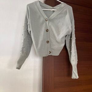 Pompon cropped cardigan